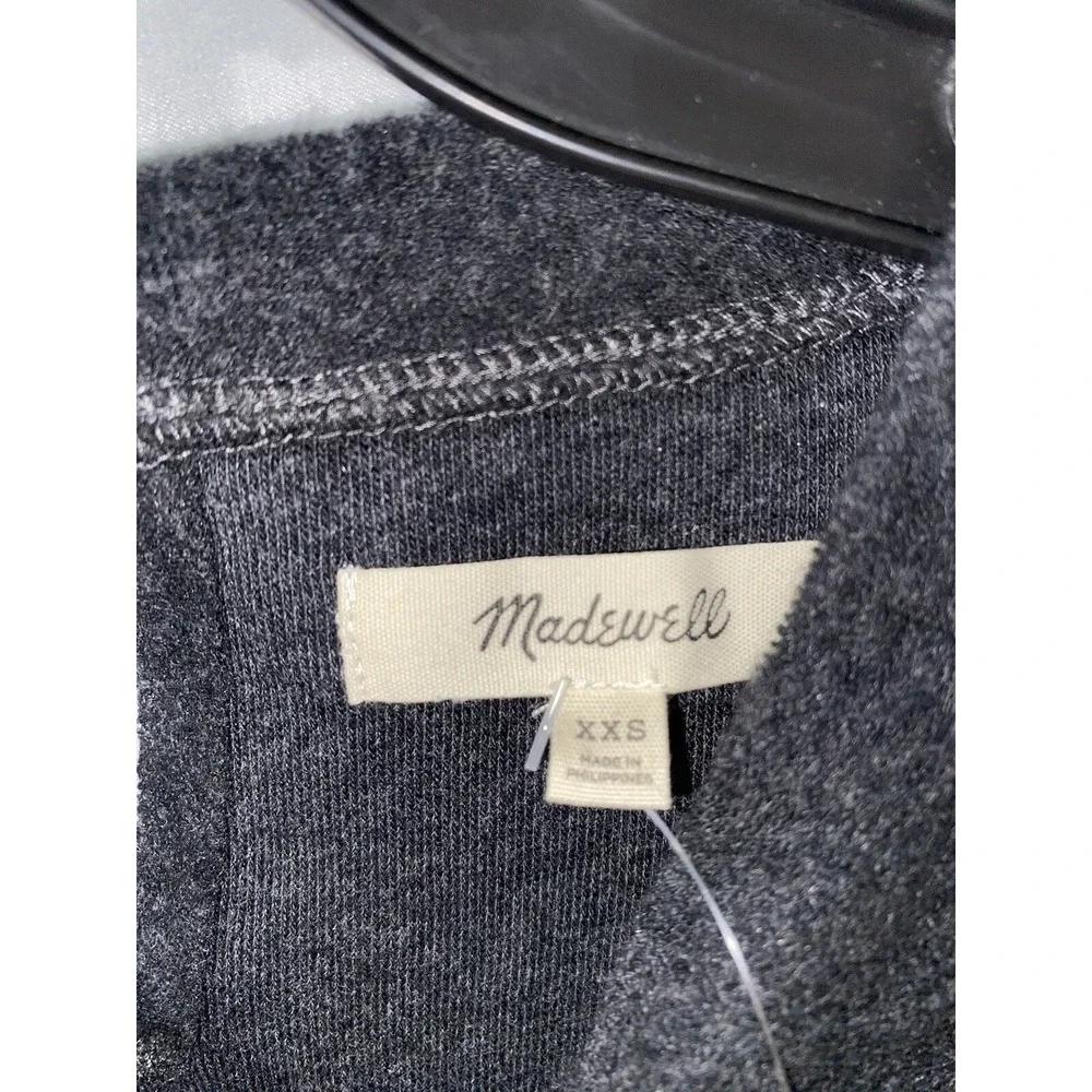Madewell Brushed Puff-Sleeve Top Heathered‎ Dark Gray Blouse Long Sleeve XXS NWT